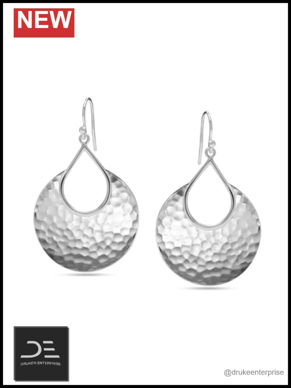 925 Sterling Silver Drop Dangle Earrings Hammered Teardrop Lightweight Women's